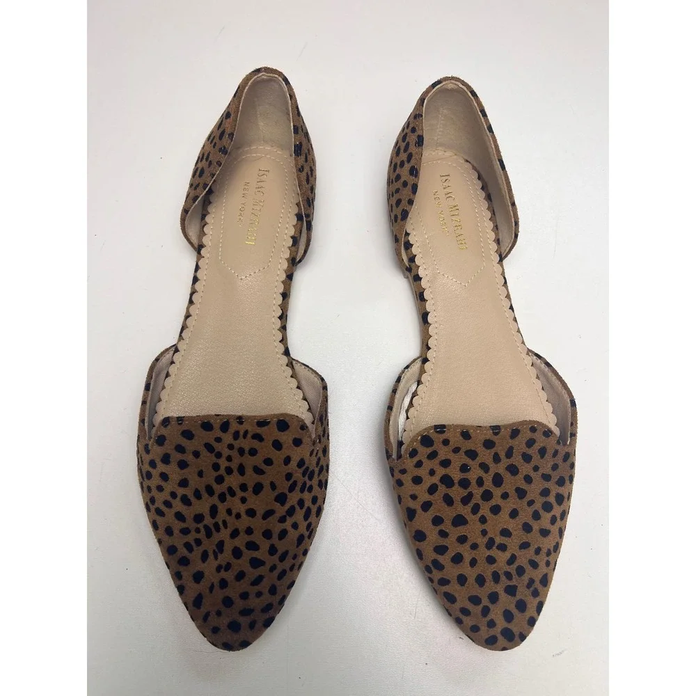 Isaac Mizrahi New York Leopard Print‎ D'Orsay Pointed Toe Scalloped Flats 7.5